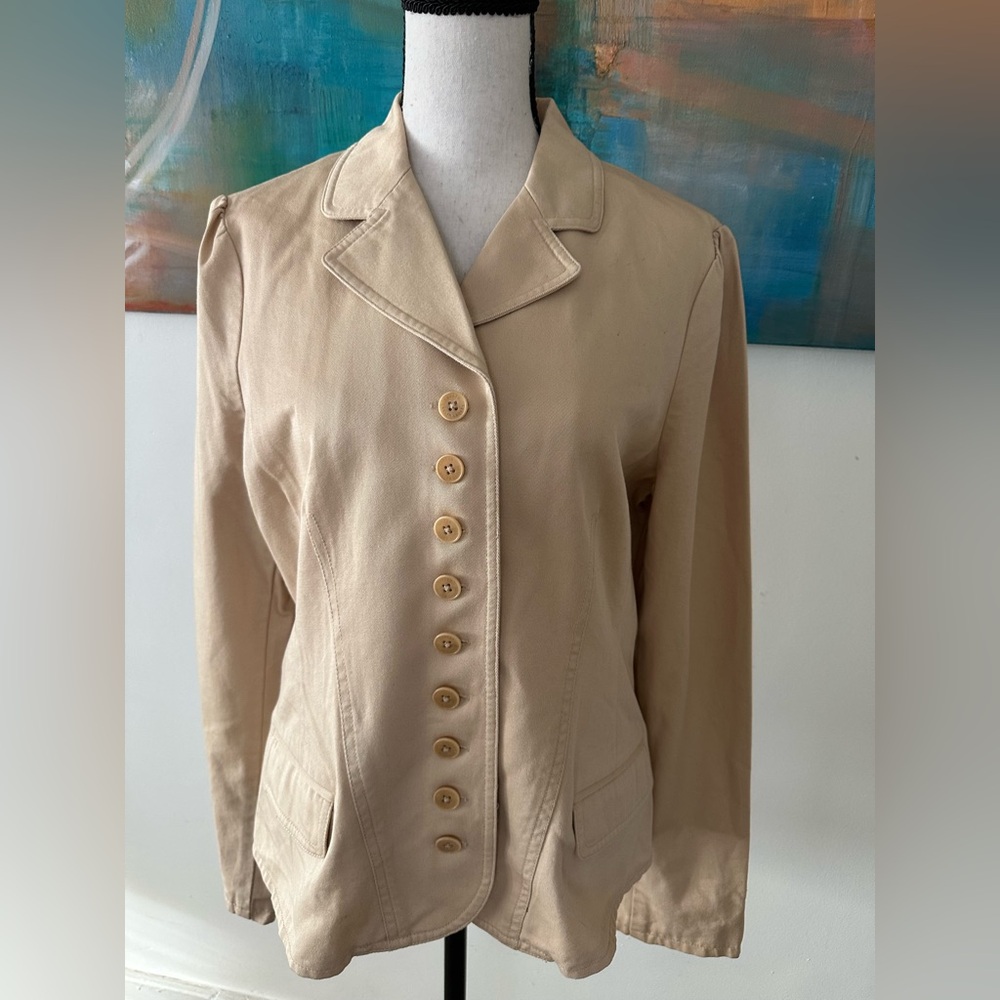 Lauren Ralph Lauren Vintage NWOT Cotton Twill Button Down Tan Blazer Large